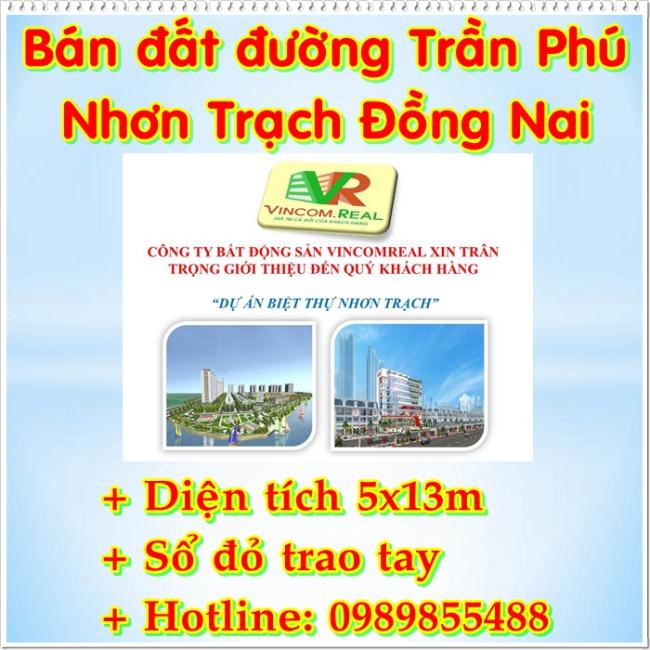 Mở bán đất dự án Nhơn Trạch Đồng Nai giá 3.5 triệu/m2, 5x13m, SH, LH: 0903341137