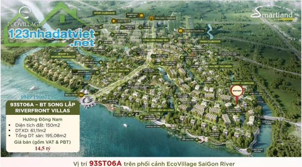 biệt thự song lập mặt tiền sông Ecovillage Saigon River giá chỉ 14,5 tỷ (gồm VAT, PBT)