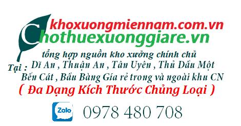 Kho xưởng  1.300m2  Cho thuê  Thuận An Gía : 50 triệu