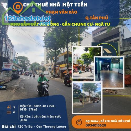 Cho thuê nhà Mặt Tiền Phạm Văn Xảo 88m2, 1Lầu, 20Triệu, gần chung cư - 4