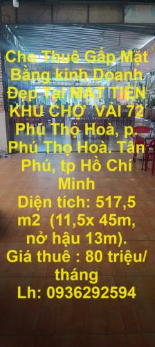 Cho Thuê Gấp Mặt Bằng kinh Doanh Đẹp Tại MẶT TIỀN KHU CHỢ  VẢI Phú Thọ Hoà, Tân Phú, TP - 4