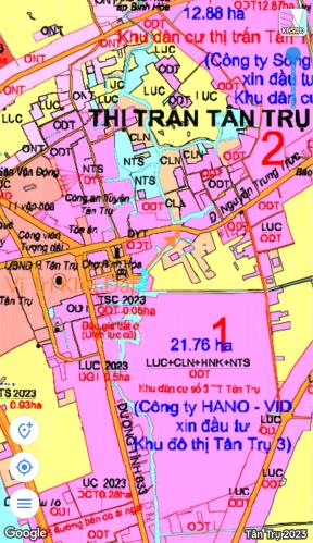 Bán đất trung tâm thị trấn Tân Trụ giá 700 triệu.m - 2