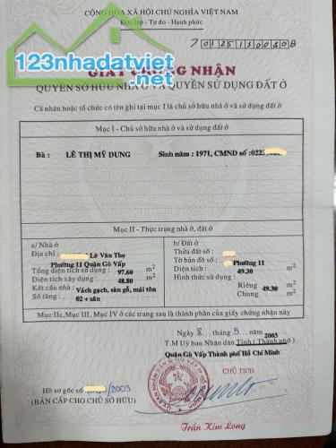 Bán nhà Nguyễn Văn Khối P. 11 Q. Gò Vấp, ngang 4m, giá chỉ 4.x tỷ - 3