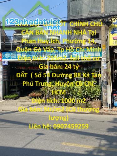 NHÀ ĐẸP GIÁ TỐT  CHÍNH CHỦ CẦN BÁN NHANH NHÀ Tại Phan Huy Ích, Phường 14, Quận Gò Vấp