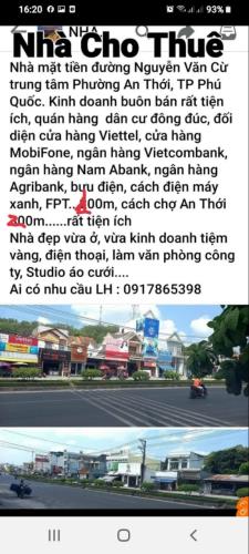 LH: 0917865398 Cho thuê Nhà mặt Phố Đường Nguyễn Văn Cừ An Thới Phú Quốc Kiên Giang, Vừa