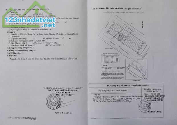 cần bán gấp căn hộ 74m đường lạc long Quân , phường 5 Q11.giá chỉ 4,9 tỷ thương lượng. NHÀ - 5