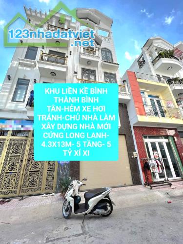 KHU LIỀN KỀ BÌNH THÀNH BÌNH TÂN- 55M- 4 TẦNG- HẺM Ô TÔ 6M- NHÀ MỚI KENG- 5 TỶ XÍ