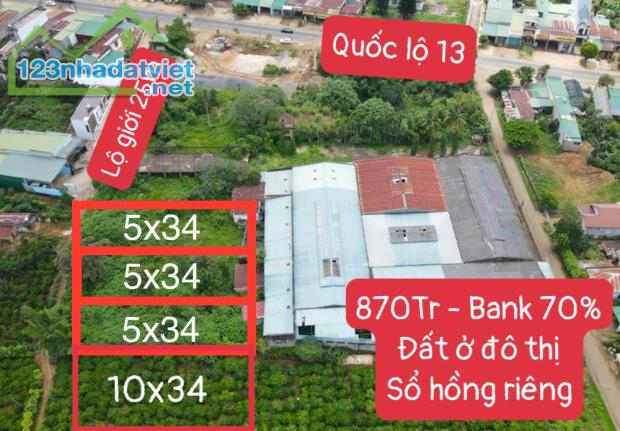 Đất Thổ Cư 5x34 - 870Tr - Sổ Sẵn - Liền Kề TTHC, KCN Bank Hỗ Trợ 50%