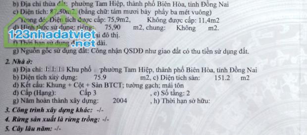 BÁN LỖ NHÀ ĐẤT TAM HIỆP 1TRỆT 1LẦU SỔ HỒNG THỔ CƯ ĐƯỜNG RỘNG BUÔN BÁN - 1