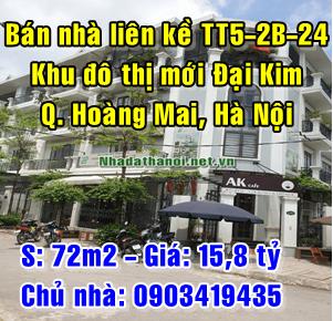 Bán nhà liền kề số TT5-2B -24 Khu đô thị mới Đại Kim, Quận Hoàng Mai, 72m2 giá 15.8 tỷ - 5