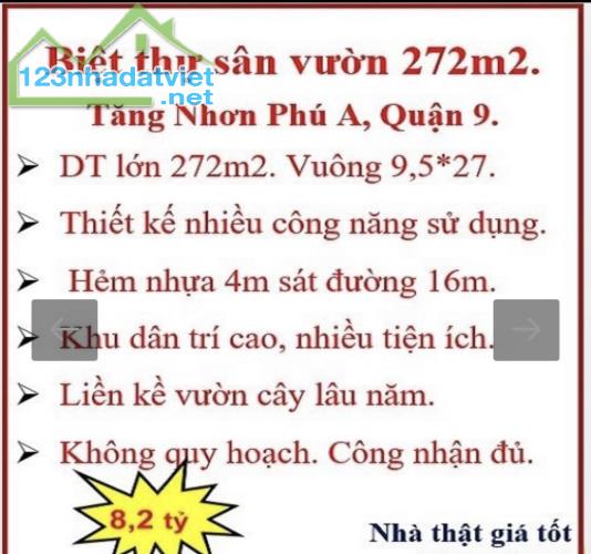 TIN THẬT:Bán nhà Cấp 4,272m2 thổ cư,không mồ mã,HXH Phường Tăng Nhơn Phú A,Q9 - 4