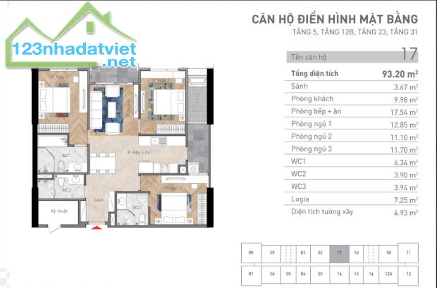 ( suất ngoại giao ) 3PN 3VS - 93m2 tại Viha Complex 107 nguyễn tuân - 3