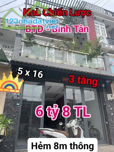 NHÀ 3 TẦNG 80M2 - 5X16 - CHIẾN LƯỢC - BÌNH TÂN - NHỈNH  6 TỶ 5 - 3