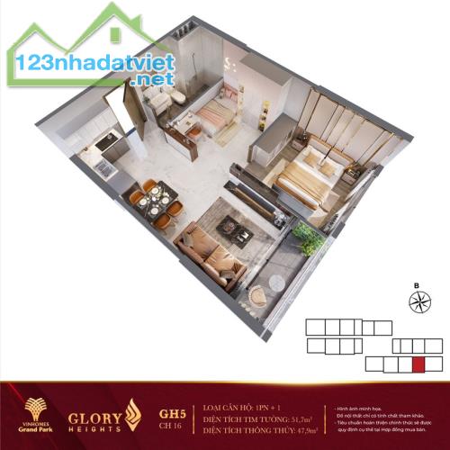 VINHOME GRAND PARK CĂN HỘ 1PN 48M2 CHIẾT KHẤU 36% CÒN 2.4 TỶ, VAY 70% GIẢM GIÁ 18% - 1