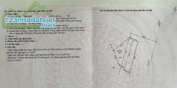 Chính chủ CẦN BÁN GẤP lô đất tiềm năng vị trí đẹp tại thị xã Sơn Tây, Tp Hà Nội