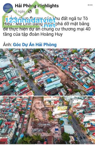 Bán nhà mặt đường Tô Hiệu, Lê Chân, Hải Phòng. 166m2- 156tr/m2 ngay vị trí dự án Hoàng Huy - 1