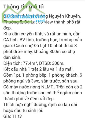 Cần bán gấp nhà trong kQh p5 Đàlạt ,có view thành phố - 2