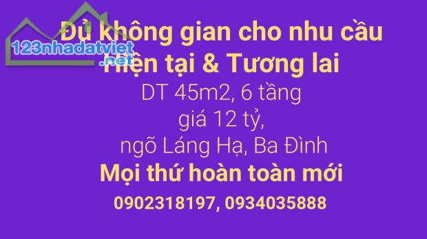 12 tỷ, 45 m2 6 tầng, Láng Hạ -Ngôi nhà mơ ước của bạn đang chờ đợi