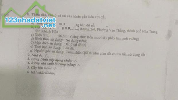 Bán nhà hẻm đường 2/4 gần Ngân Hàng BIDV, gần Chợ Đầm, gần biển, dt 46 m, giá chỉ 2 tỷ 200 - 1