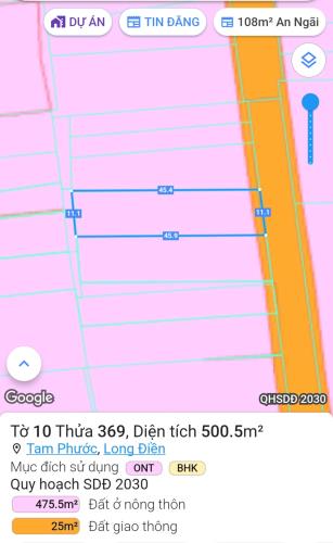 Cần bán lô đất 500 m² mặt tiền đường nhựa số 10 xã Tam Phước, huyện Long Điền. - 5