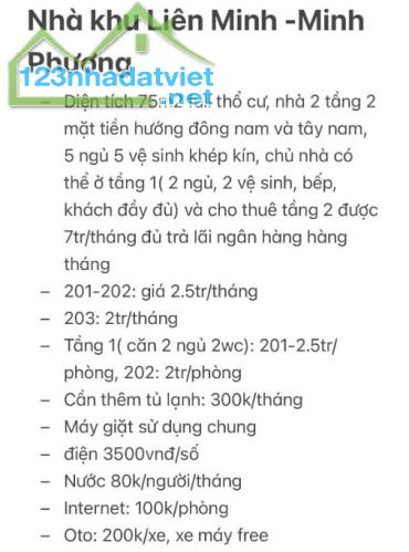 Bán nhà Liên Minh, Minh phương 75m2 1.7 tỷ, dòng tiền 11tr/tháng