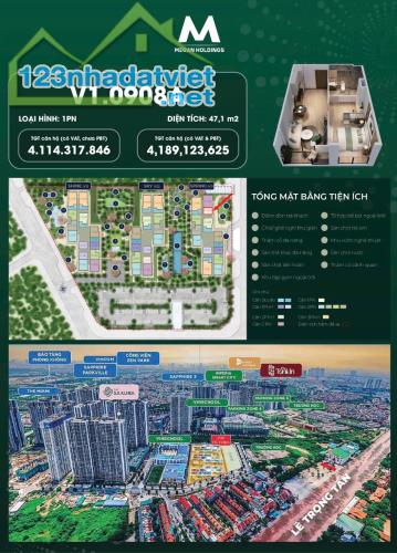 Chỉ 4,1 Tỷ VNĐ - Sở Hữu Căn Hộ 1PN Sang Trọng Tòa Victoria Trong Vinhome Smart City