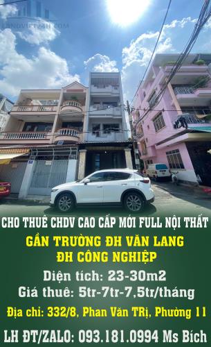 CHO THUÊ CHDV CAO CẤP MỚI FULL NỘI THẤT GẦN TRƯỜNG ĐH VĂN LANG, ĐH CÔNG NGHIỆP…PHƯỜNG 11