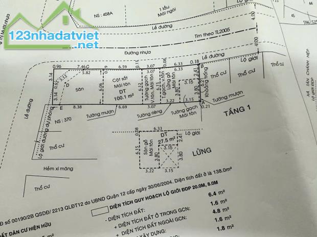 Đất Mặt Tiền Đường Dương Thị Mười (TCH21 củ), Quận 12. (8.6X18) SHR - 1