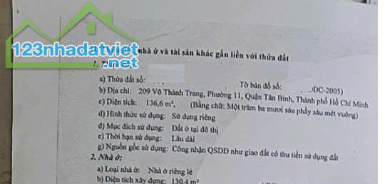 BÁN NHÀ MẶT TIỀN VÕ THÀNH TRANG, P11, TÂN BÌNH.DT:4X36, 8 TẦNG, GIÁ:18 TỶ - 3