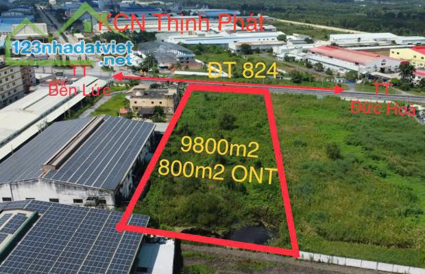 9800m2 đất mặt tiền Tỉnh lộ 824 xã Lương Bình,huyện Bến Lức giá 43 tỷ