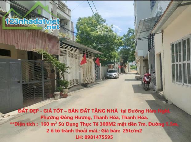 ĐẤT ĐẸP - GIÁ TỐT – BÁN ĐẤT TẶNG NHÀ  tại Đường Hàm Nghi, Phường Đông Hương, Thanh Hóa,