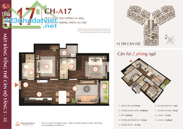 Bán căn hộ 2pn 2wc hướng Đông Nam chung cư Hoàng Huy Commerce, Lê Chân, HP - 2