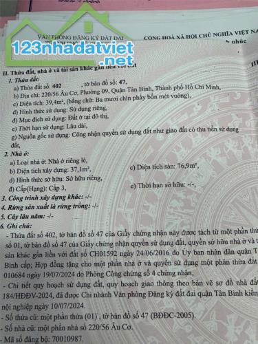 --Bán nhà phường 9 Tân Bình, góc 2 mặt tiền HXH 220/56 Âu Cơ; 4x10 - 3