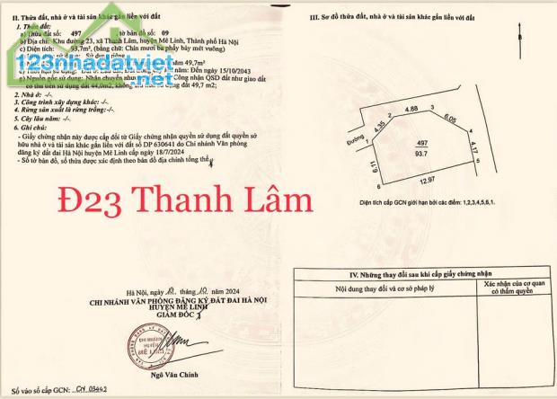 Hàng hiếm sót lại Lô Góc Thanh Lâm, Mê Linh, Hà Nội - 2