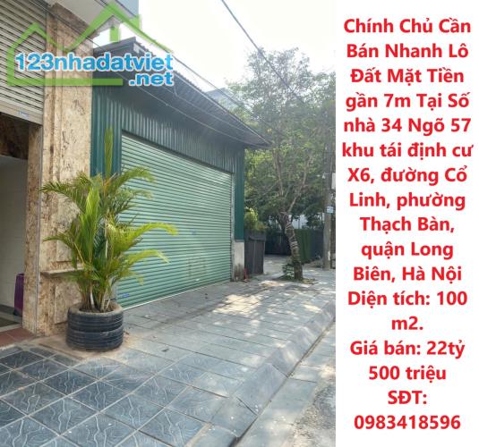 Chính Chủ Cần Bán Nhanh Lô Đất Mặt Tiền gần 7m Tại Phường Thạch Bàn, Quận Long Biên, tp