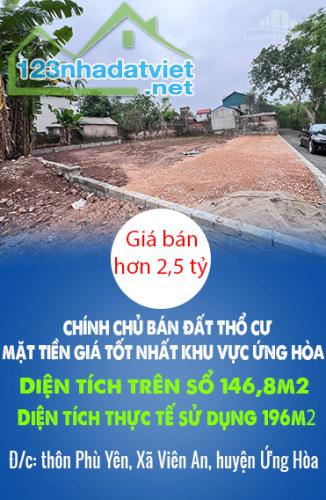 CHÍNH CHỦ BÁN ĐẤT THỔ CƯ MẶT TIỀN GIÁ TỐT NHẤT KHU VỰC ỨNG HÒA