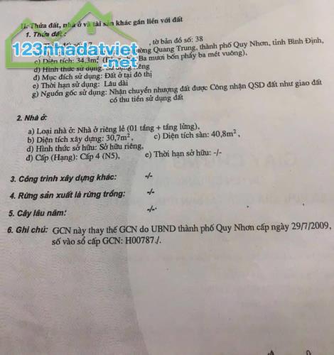 Bán nhà đường nội bộ ôtô Tây Sơn. gần  Khu đất đấu giá GaRa Quyền TP Quy Nhơn - 1