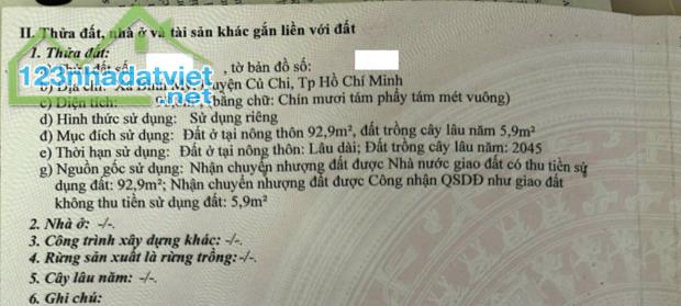 Chính chủ cần bán đất ở đường Huỳnh Thị Dần- Bình Mỹ Củ Chi