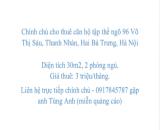 Chính chủ cho thuê căn hộ tập thể ngõ 96 Võ Thị Sáu, Thanh Nhàn, Hai Bà Trưng, Hà Nội