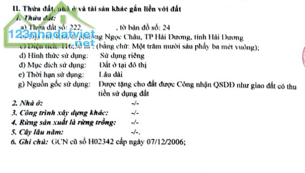 Cần thanh khoản ngân hàng, bán đất tặng nhà taih TP Hải Dương