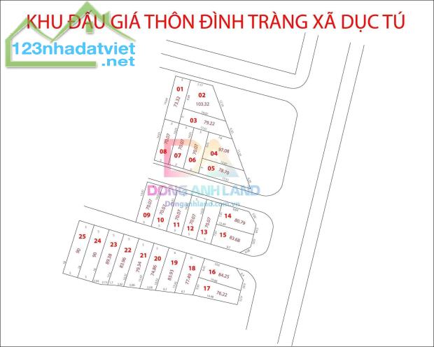 Bán đất Đấu Giá Đình Tràng ,Dục Tú, Đông Anh, Trục Chính 25m liên Xã Kinh Doanh - 1