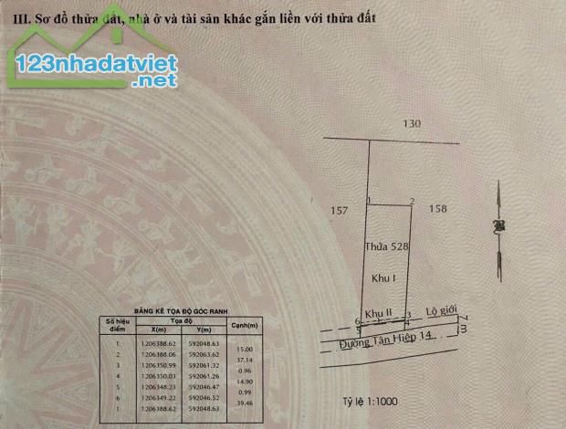 Bán lô đất MT Tân Hiệp 14 xã Tân Hiệp Hóc Môn  🗼DT 15 x 39 Có 583m thổ cư  🗼Quy hoạch kh - 2