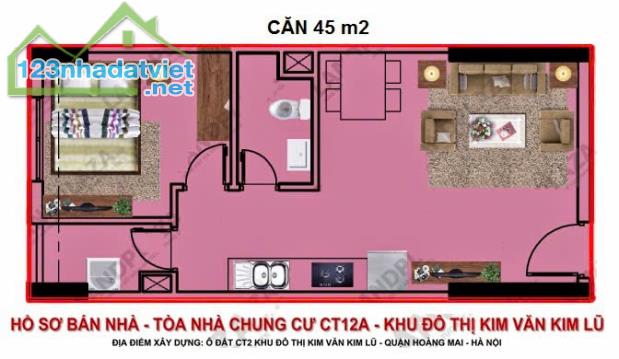 Chính chủ bán căn hộ 1 ngủ hướng Đông Nam, giá 2.2 tỷ tại tòa CT12A KDT Kim Văn Kim Lũ - 2