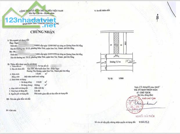 Chính chủ bán lô đất 110M mặt tiền 7M5 NGUYỄN LÂM ( Khu đầu tuyến SƠN TRÀ ) ⭐⭐⭐⭐v