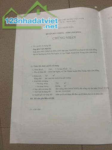 CHÍNH CHỦ Cần Bán Nhanh Đất Mặt Tiền Đường Nhựa Tân Thành, Đức Trọng, Lâm Đồng - 2