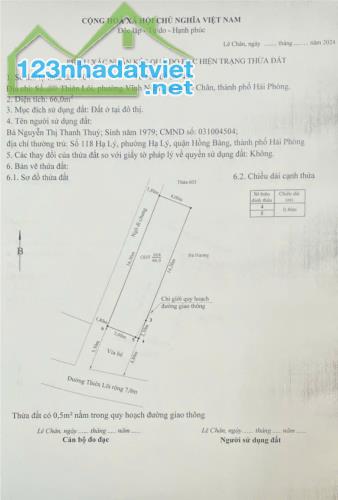 Bán đất tặng nhà 2 tầng mặt đường Thiên Lôi - Lê Chân, 66m, lô góc, GIÁ 6.7 tỉ - 2