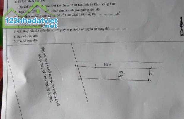 LÔ GÓC MẶT TIỀN TỈNH LỘ 44A ( VÕ THỊ SÁU) VỀ BIỂN PHƯỚC HẢI- TRUNG TÂM THỊ TRẤN ĐẤT ĐỎ - Đ - 2