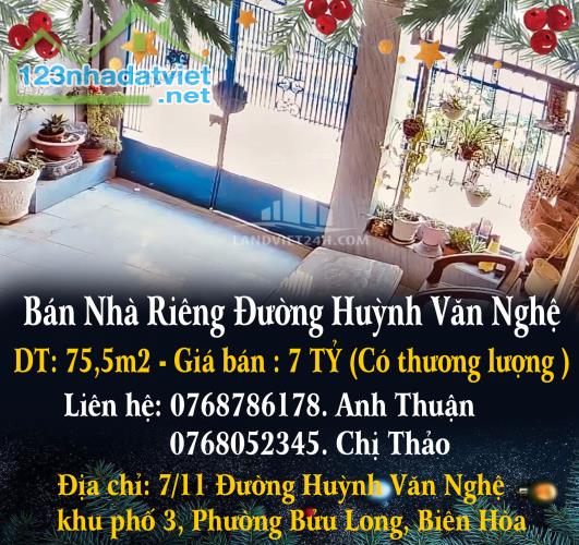 Bán Nhà Riêng Đường Huỳnh Văn Nghệ.