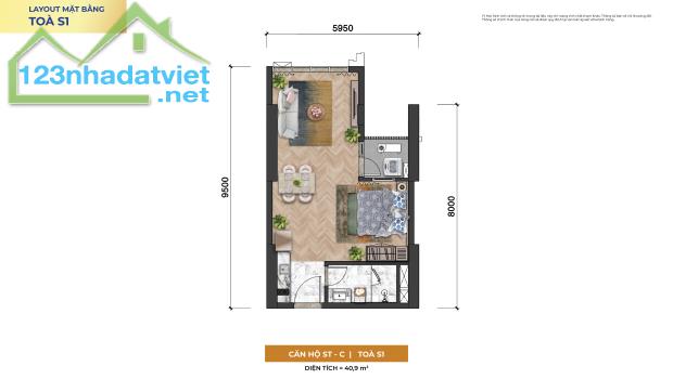 Sun Symphony DT: 40.9M2 căn Studio full giá 3.369 tỷ chưa chiết khấu - 3