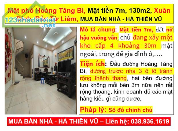 Mặt phố Hoàng Tăng Bí, Mặt tiền 7m, 130m2, Xuân Đỉnh, Bắc Từ Liêm, MUA NHÀ, HÀ THIÊN VŨ - 4